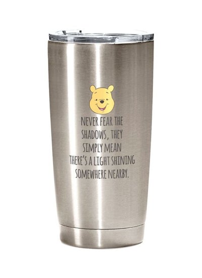 Buy Winnie The Pooh Quote Printed Stainless Steel Tumbler With Lid in UAE