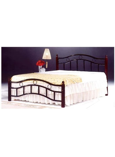 Buy Wooden Steel Double Size Bed  Cherry Brown Legs -120 x 190 cm SH-double in UAE