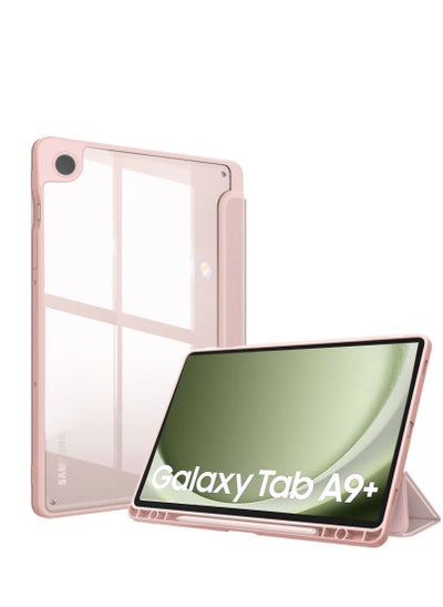 Buy Hybrid Case for Samsung Galaxy Tab A9 Plus 11 Inch 2023 - Shockproof Protective Case with Transparent Hard Shell on the Back for Tablet A9+ SM-X210/X216/X218 (Pink) in Egypt