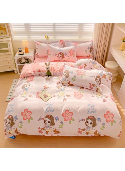 Buy Disney series Full Size Sheet Set Super Soft Kids 4 Piece Floral Bedding Set  Microfiber Sheets Includes Reversible Pillow Covers in UAE