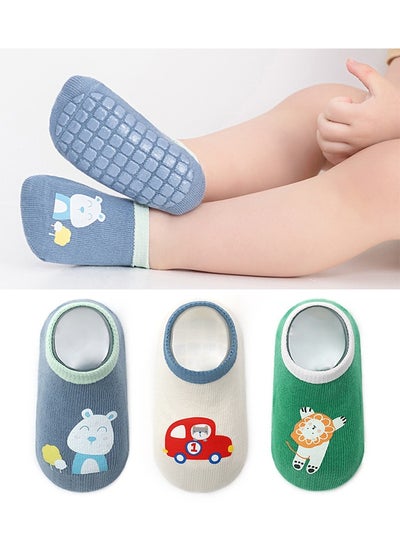Buy Baby Non-Skid Grip Socks Toddler Socks Anti Skid Slipper Crew Socks 3 Pairs, 1-3 Years in Saudi Arabia