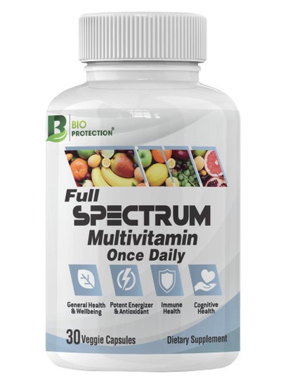 Buy Multivitamin - Full Spectrum Multivitamin for Men & Women - Daily Essential Vitamins & Minerals - 30 Veggie Capsules in UAE