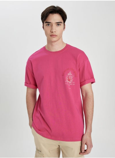 اشتري Comfort Fit Crew Neck Printed T-Shirt في الامارات