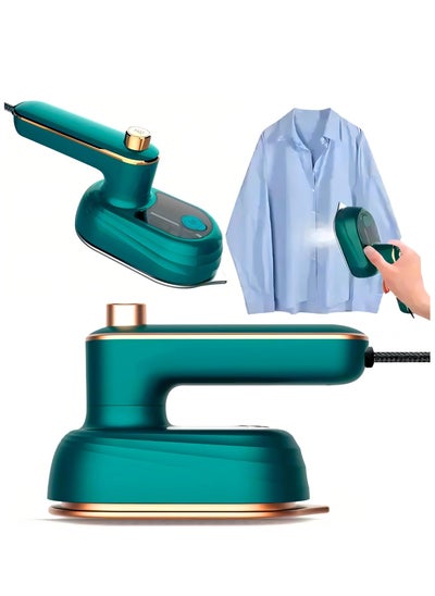 Buy Mini Iron for Clothes, Travel Iron - Portable Handheld 360° Rotatable Steam Iron for Dry & Wet Ironing, Compact Heat Press, Fast Heating, Ideal for Home & Travel - Green, 50ml Water Tank in UAE