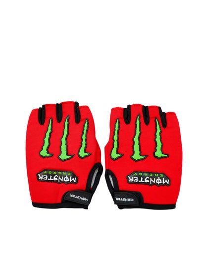 Buy Monster Energy Short Finger Gloves red in Egypt