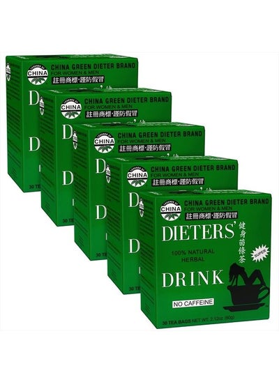 Buy China Green Dieters Tea by Uncle Lee - Detox Tea with Senna Laxative, Constipation Relief for Adults, Supports A Healthy Weight, Caffeine-Free Herbal Tea Bags, 30 Count (Pack of 5) in UAE