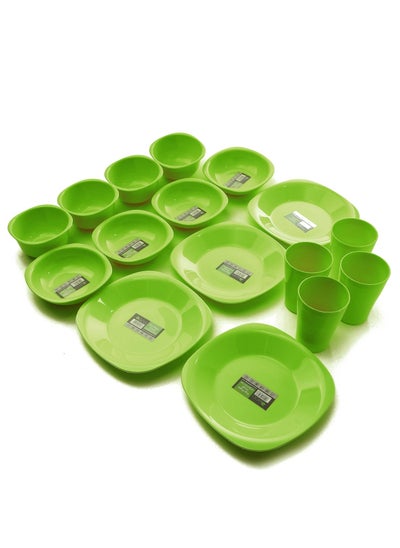 Buy 16-Piece Dinnerware Medium Plates Set Lime Green 23, 16cm in Egypt