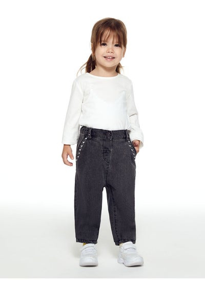 Buy Elastic Waist Baby Girl Denim Trousers in Egypt