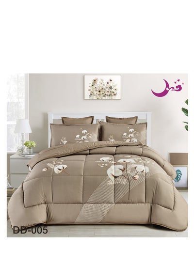 Buy Comforter set a Royal Soft and Comfortable Bedspread, 6 pieces, two Sheets Two Sides, One Floral Face and one Plain face. in Saudi Arabia