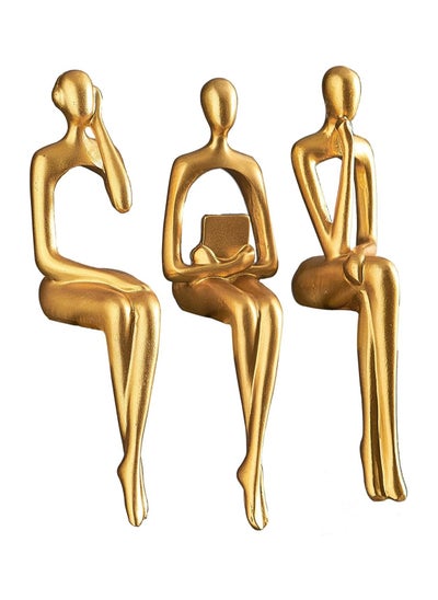 Buy Gold Statue Home Decorations for Living Room,Shelf Decor Modern Bookshelf Decor Figurines Desk Sculpture Table Decor 3 Piece in UAE