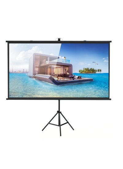 Buy 120 Inches Tripod Projector Screen with Stand, Portable Foldable Projection Movie Screen Fabric in UAE