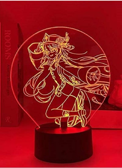 اشتري Anime Lamp Genshin Impact Game Figure HuTao 3D LED Night Lights Birthday Gaming Room Table Lamp Colorful Decoration Touch and Remote Control في الامارات