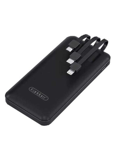 Buy Earldom  Power Bank with Built in Cables10000 mAh – 3 Type Charging Cable And LCD Display Black | ET-PB41 (BLACK) in Egypt