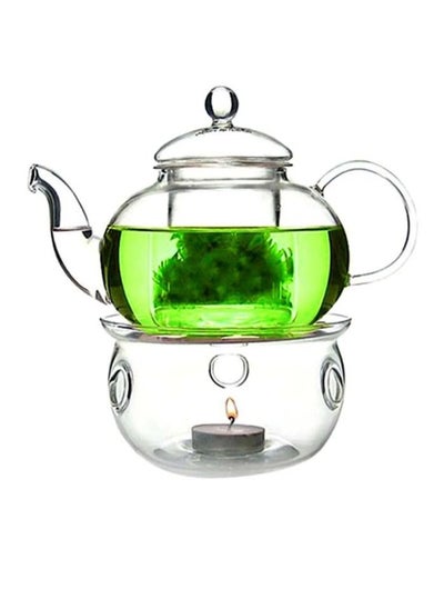 Buy Glass Teapot 600ML With Tea Warmer in UAE