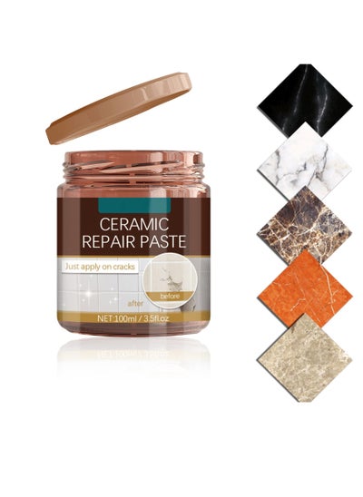 اشتري Ceramic Tile Repair Paste, 100ml Porcelain Repair Kit, Bathtub Repair Paste, Enamel Fiberglass Porcelain Acrylic Repair Cream, Tile Tub Sink and Shower Repair Paste for Scratches Holes Cracks في الامارات