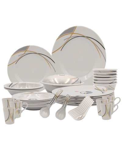 Buy Melrich 38 piece Melamine Dinnerware set Dinner Soup salad plates bowls spoons serving plates Durable and Long lasting for kitchen Dishwasher safe in UAE