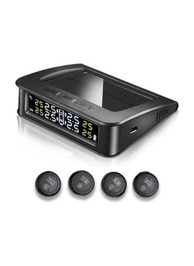 اشتري Tire Pressure Monitoring System, Automatic Alarm and Real Time Detection, Solar Powered TPMS LCD Display with 4 External Real Time Sensors في السعودية