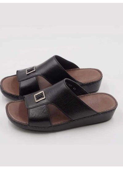 Buy Stylish Sandals For Men Arabic Classic Natural Leather 4129 Black in UAE