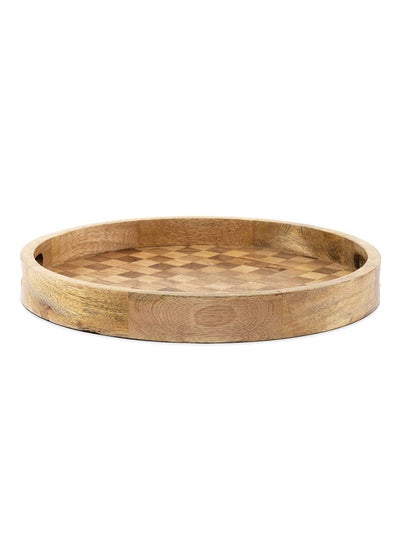 Buy Major Decorative Round Tray, Brown - 40 cm in UAE