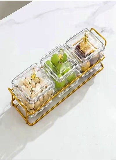 Buy 3 Pieces Multipurpose Light Luxury Fruits and Snack Storage Bowls With Tray in UAE