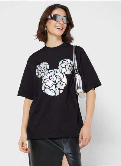 Buy Mickey Oversize Front & Back Foil Print T-Shirt in UAE