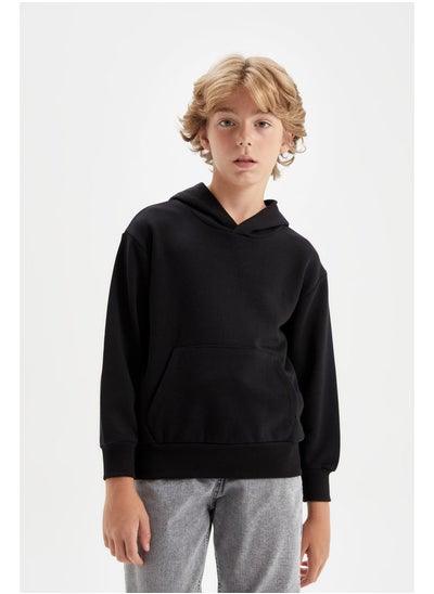 Buy Boy Knitted Regular Fit Hooded Long Sleeve Sweatshirt in Egypt