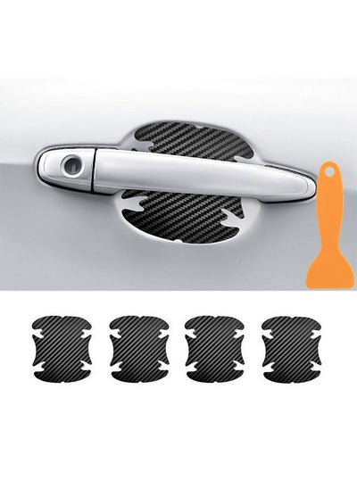 Buy 4 PCS Car Door Handle Sticker, Carbon Fiber Anti-Scratches Car Door Cup Protector, Non-Marking Auto Door Handle Protective Film, Universal for Most Car Handles in Saudi Arabia