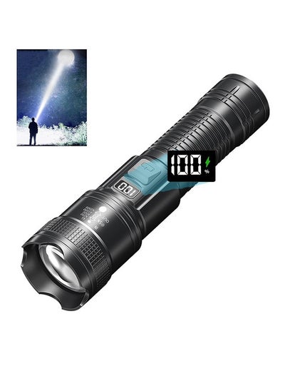 Buy Rechargeable Flashlights High Lumens, 30000lm Super Bright&Long-Range Flashlight, 4 modes Glare Flashlight USB Charging LED Multifunction Flashlight with Power Display for Night Hiking Biking Fishing Outdoor Activity in Saudi Arabia