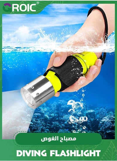 Buy Dive Flashlight Scuba Diving Flashlight 5000LM, IP68 Waterproof Flashlight, 3 Modes Underwater Lights with Power Indicator, Snorkeling Light with Rechargeable Battery for Night Diving in UAE