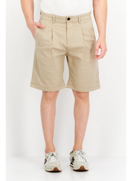 Buy Men Solid Chino Shorts, Beige in UAE