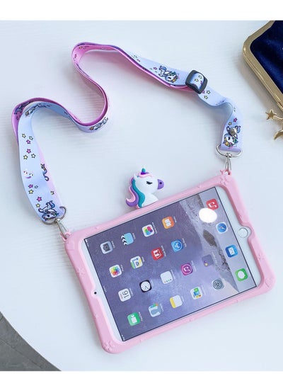 Buy Unicorn Ipad pro cover for iPad Mini 5/4, iPad 7th Generation 2019/iPad 8th Generation 2020, with Carrying Strap Adjustable Stand Shockproof Shockproof For iPad 10.2" 2020/2019, Pink in UAE