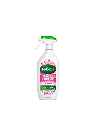 Buy Zoflora Sweet Freesia & Jasmine Power Bathroom 800 ml, Limescale prevention and removal. Soapscum Remover, Disinfectant Cleaner Spray, Antibacterial Surface Cleaner, Bathroom Cleaner Spray in UAE