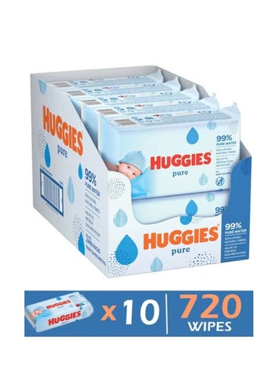 Buy Pure Baby Wipes With 99 Percentage Pure Water for Sensitivity (Pack of 10) in UAE