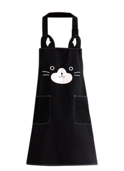 اشتري 1 Pack Kitchen Cooking Aprons, Adjustable Bib Soft Chef Apron with 2 Pockets for Men Women (Black) في الامارات