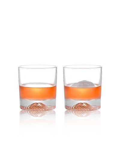 اشتري Crystal Whiskey Glasses Set of 2 Rock Style Old Fashioned Glasses Perfect for Scotch Cognac Bourbon Irish Whisky and Old Fashioned Cocktails في الامارات