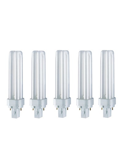 اشتري 5-Piece Dulux D Durable Fluorescent Energy Saver 2 Pin  18W CFL Bulb Warm White في الامارات
