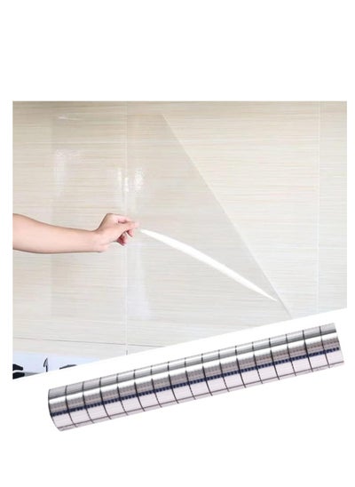 Buy Oil-Proof Paper for Kitchen, Backsplash Protector, Electrostatic Absorption Wall Protective Film, Transparent No Glue Removable, Smooth Furniture Surface Tabletop Countertop 17.3inch*16.4FT in Saudi Arabia