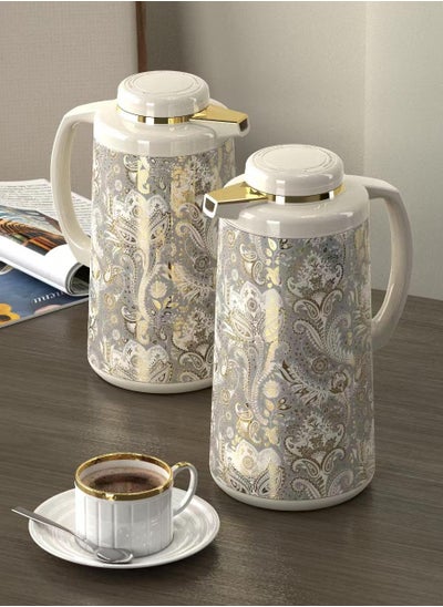 Buy Refan Thermos set for Tea and Coffee Elegant and Modern Beige/multi-colors 1 L/1 L in Saudi Arabia