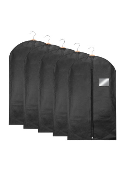 اشتري 5Pcs Black Garment Bags for Storage and Travel, Anti-Moth Protector Suit Cover for men for Wardrobe and Travel Dustproof Clothes Jacket Covers في السعودية