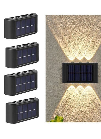 Buy 4PCS 6 Led Solar Up And Down Wall Lights Outdoor,Small Step Light Waterproof,Warm Nordic Style Deck Lighting Illuminate Exterior Fixture in UAE