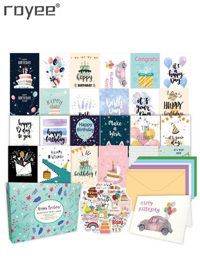 Buy Happy Birthday Greeting Card Envelope Set Include 50 Piece Card 10 Piece Envelope And 27 Piece Stickers in Saudi Arabia