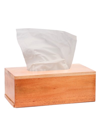 اشتري WoodGuard Tissue Box Durable Acacia Wood With Rustic Elegance Stylish Table Top Accessory For Home And Office في الامارات