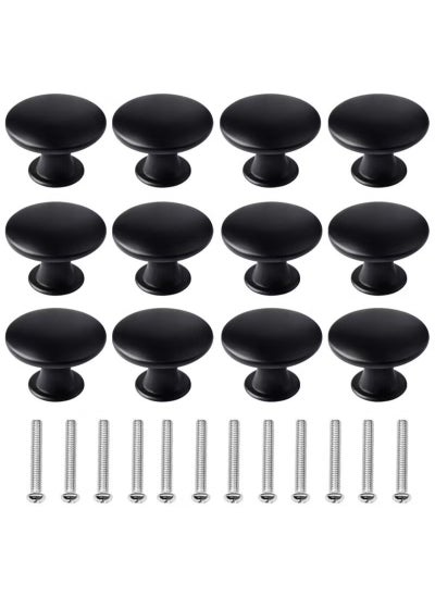 Buy 12 Pcs 30mm Black CupboardHandles ,Cabinet Door Knobs Vintage Matted  with 12 Screws in Saudi Arabia