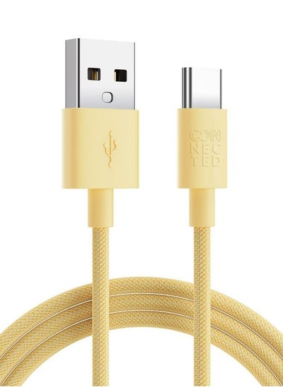 Buy Connected FAST3 USB-A To USB-C Braided Charging Cable 1.2m (Yellow) in UAE