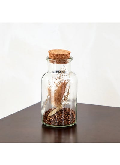 Buy Live Clear Glass With Dry Flowers And Cork 7 x 14 x 7 cm in Saudi Arabia