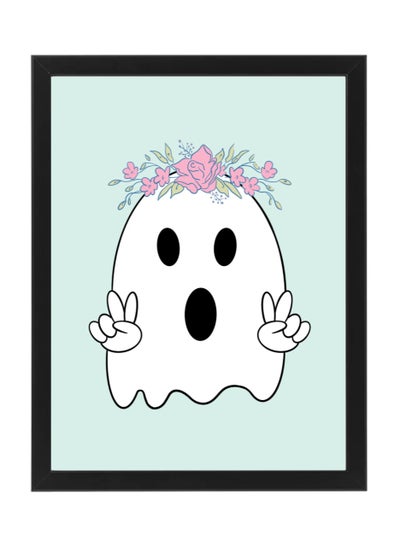 اشتري Halloween Cute Ghost Framed Poster 30x40cm - Spooky Halloween Wall Art Decor for Kids' Rooms, Home, Nursery, or Party - Trick or Treat Halloween Decoration Gift في الامارات