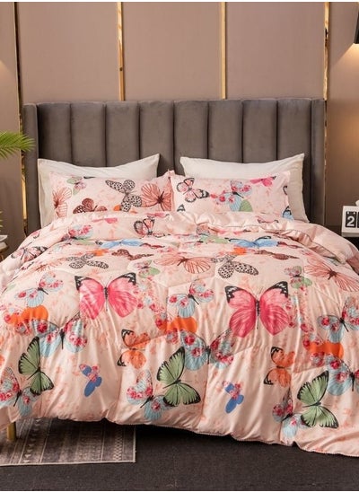 اشتري Comforter set of 4 pieces 220*240cm, Butterfly Design Pink Color. في الامارات