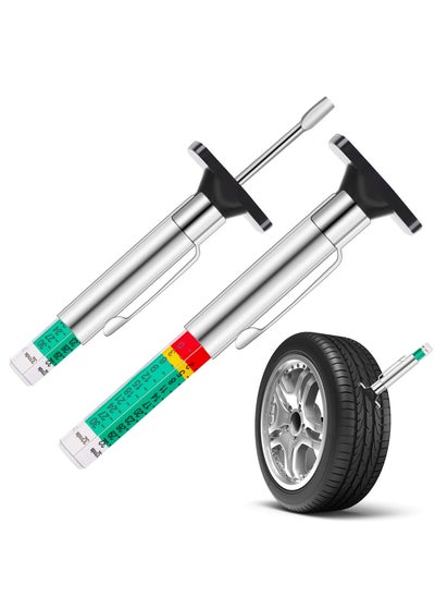 Buy Tire Tread Depth Gauge, 2 Pack 32nds/25mm Color Coded Tire Depth Gauge, Tire Tread Depth Accurate Measurement Tools, Tread Depth Metric Gauges for Motorcycle Car Truck in UAE