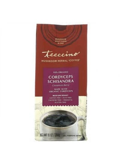 Buy Teeccino, Mushroom Herbal Coffee, Cordyceps Schisandra, Cinnamon Berry, Medium Roast, Caffeine Free, 10 oz (284 g) in UAE