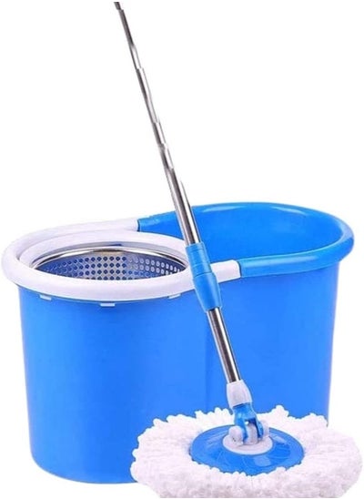 Buy Spin Mop Stainless Steel With Bucket Blue/White in UAE